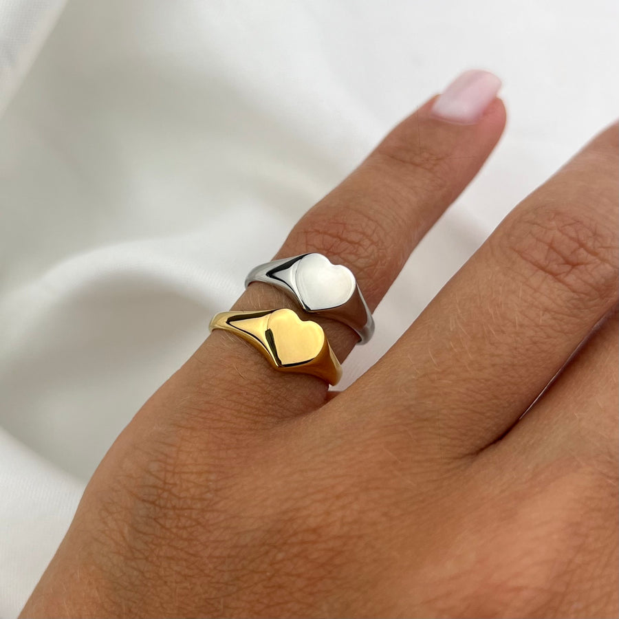 Anello chevalier cuore liscio