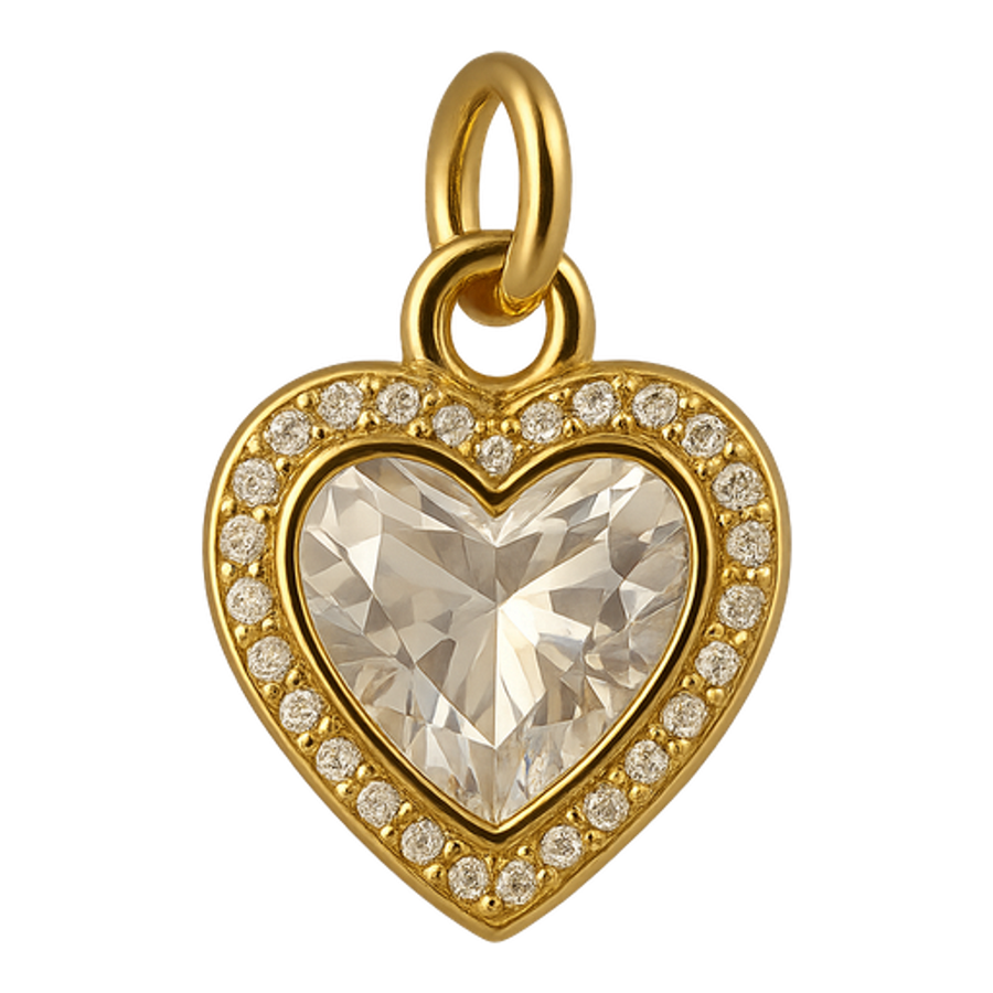 Ciondolo Cuore Pavè Pietra Bianca