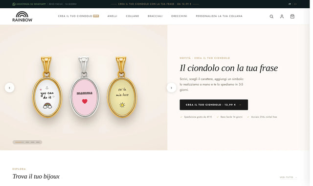 La nuova home di Rainbow Gioielli
