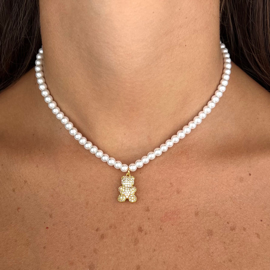 Collana Pearl teddy - vista laterale