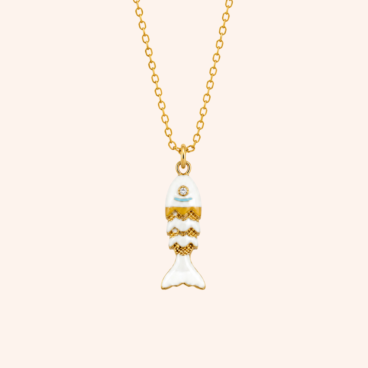 Collana Lucky Fish in oro - vista laterale