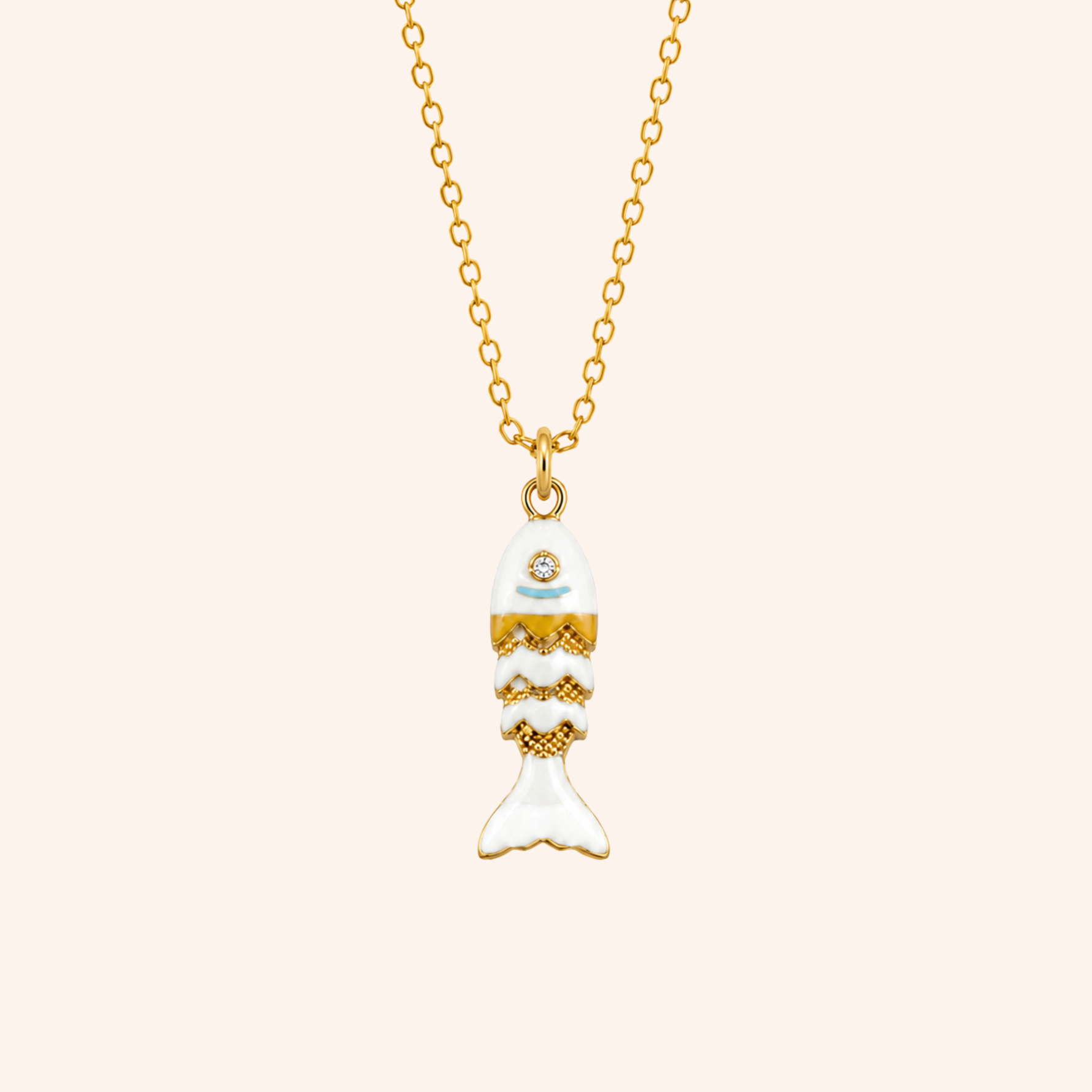 Collana Lucky Fish in oro - vista laterale
