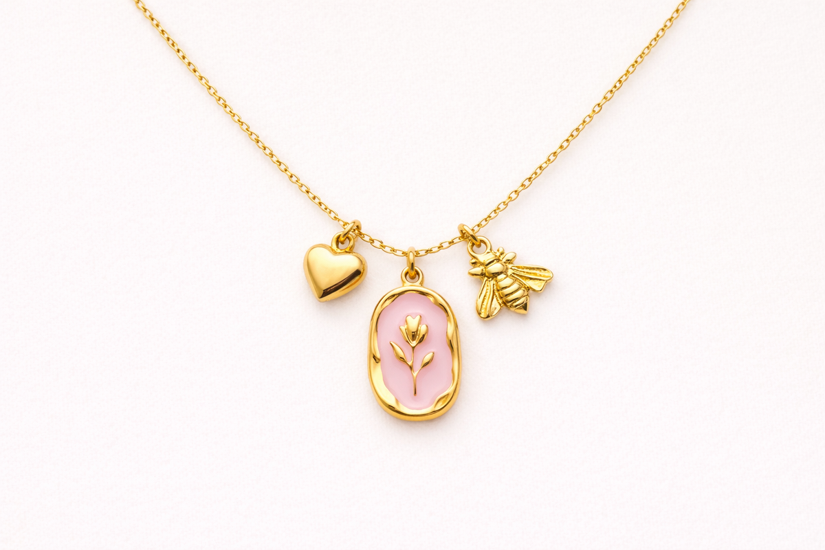 Collana Tulipano in oro - vista laterale