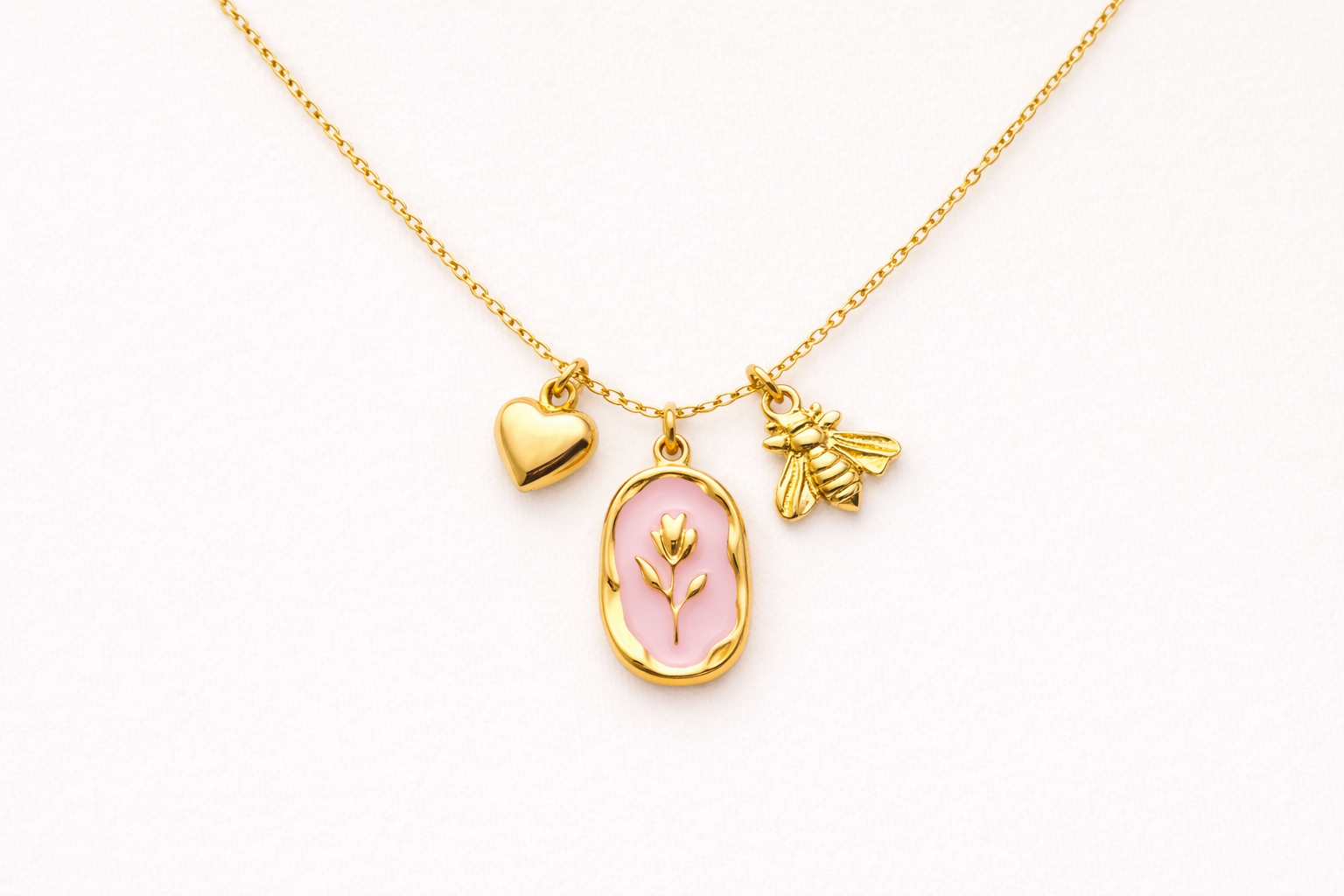 Collana Tulipano in oro - vista laterale