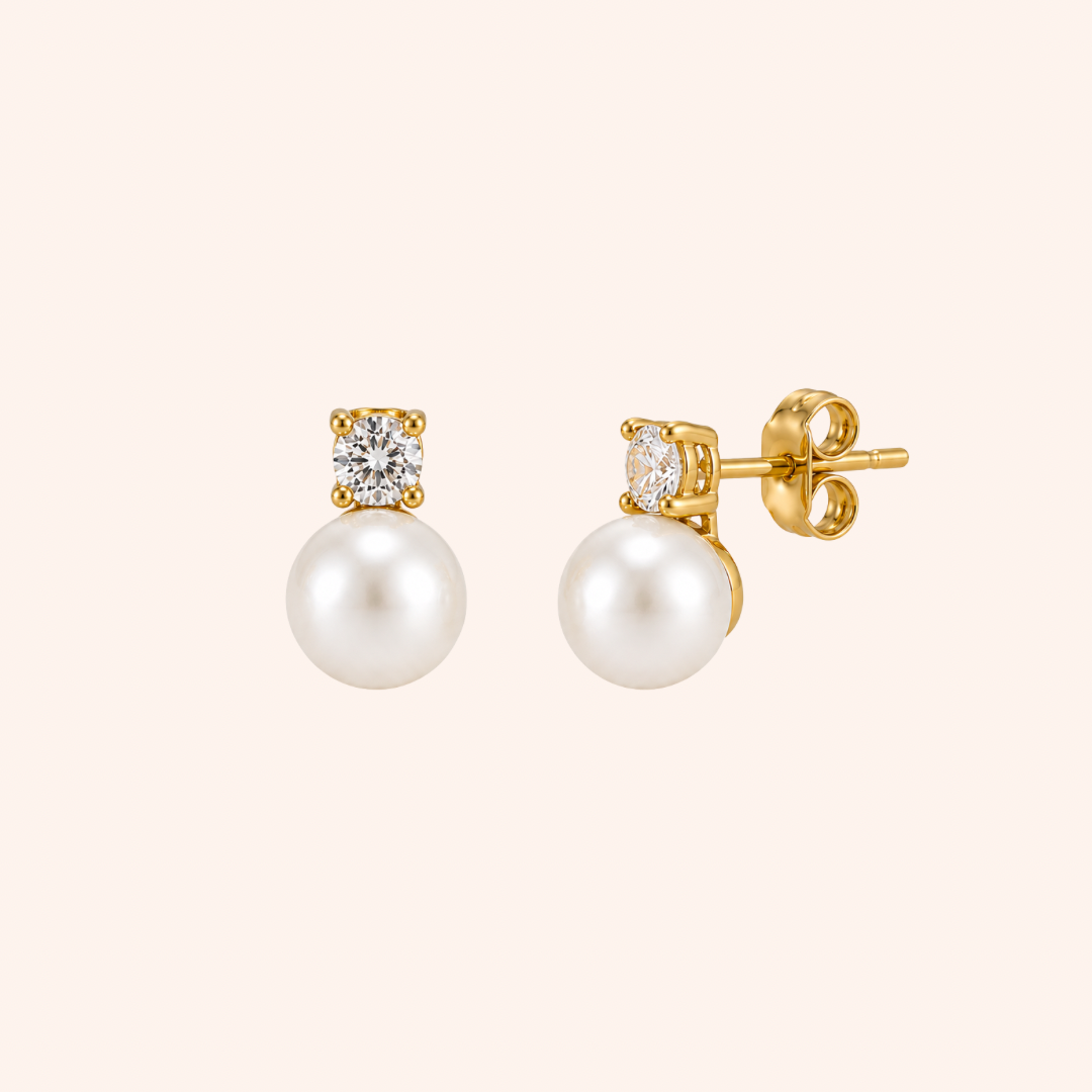 Orecchini Lumi Pearl in oro - vista laterale