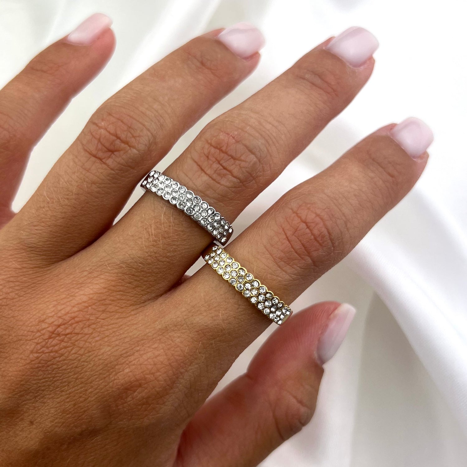 Anello Doppia fascia zirconata (Novità)