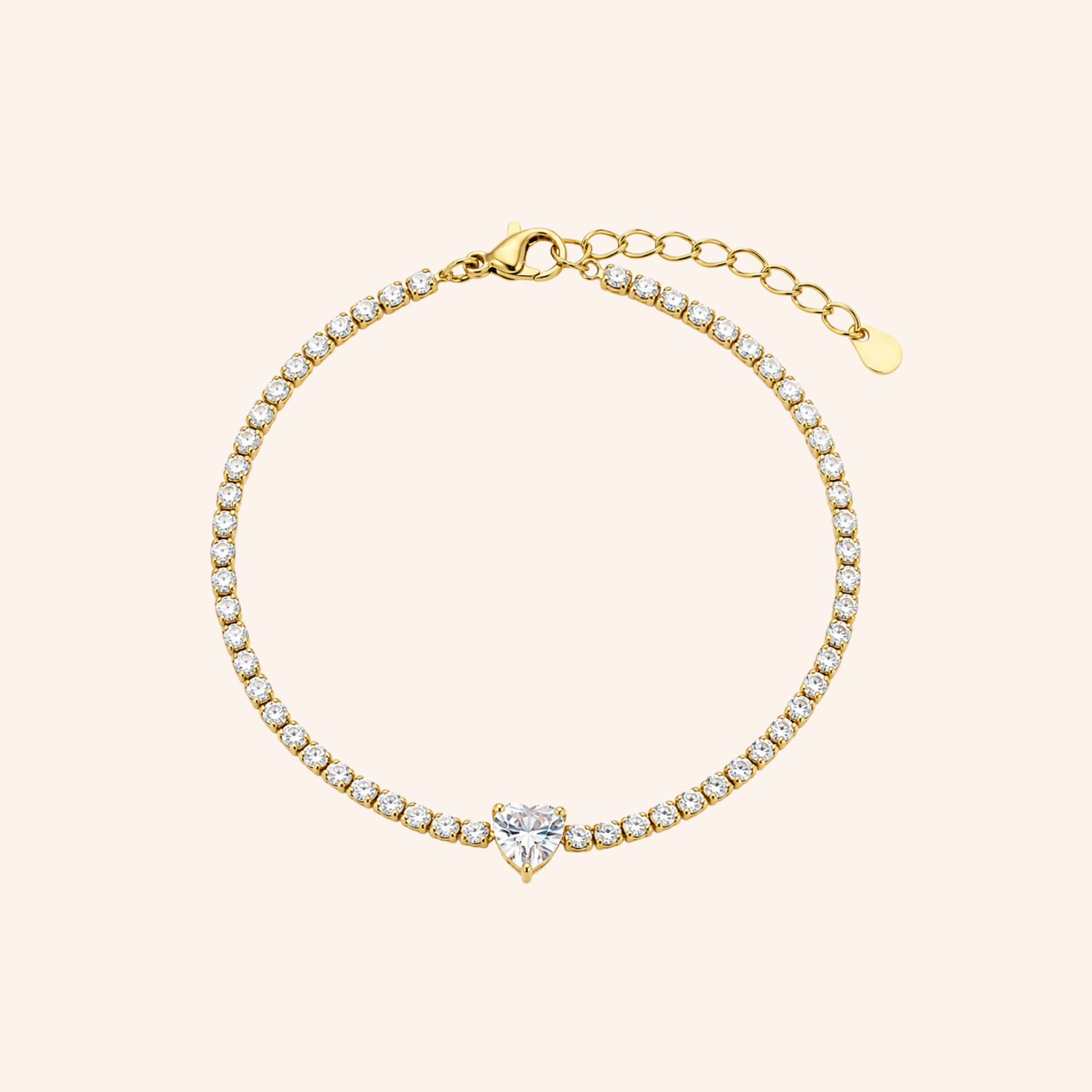 Pulsera de tenis con forma de corazón mini