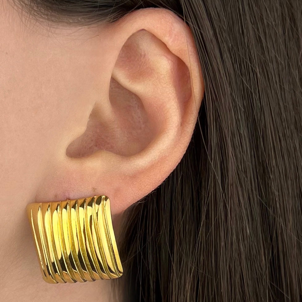 Pendientes de rayas cuadradas