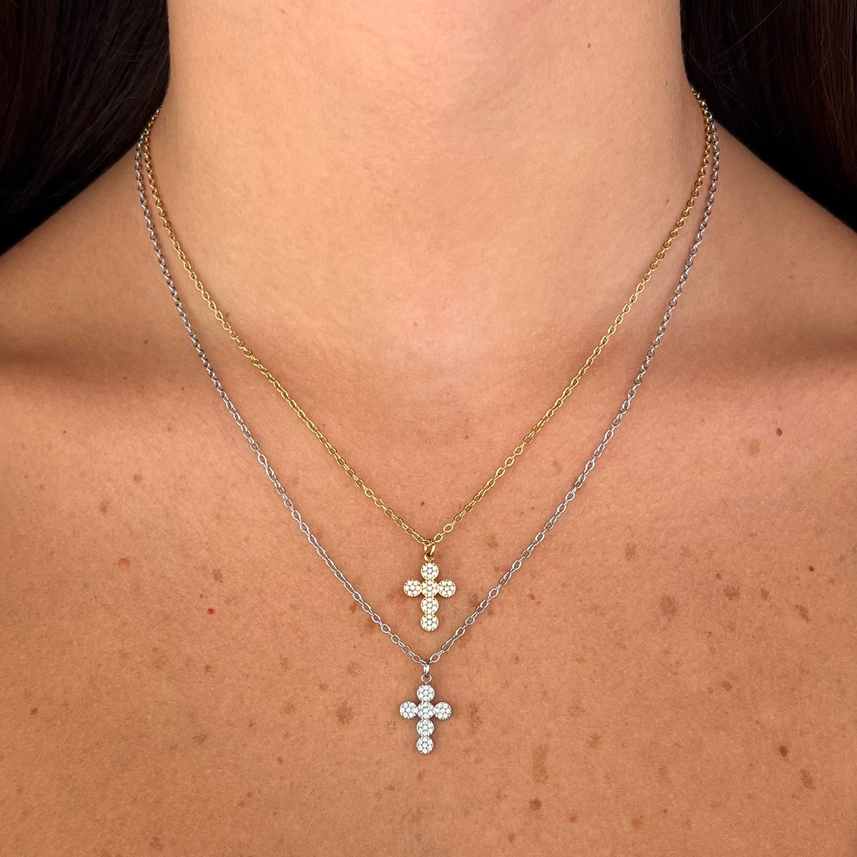 Collana Croce Mini Zirconata