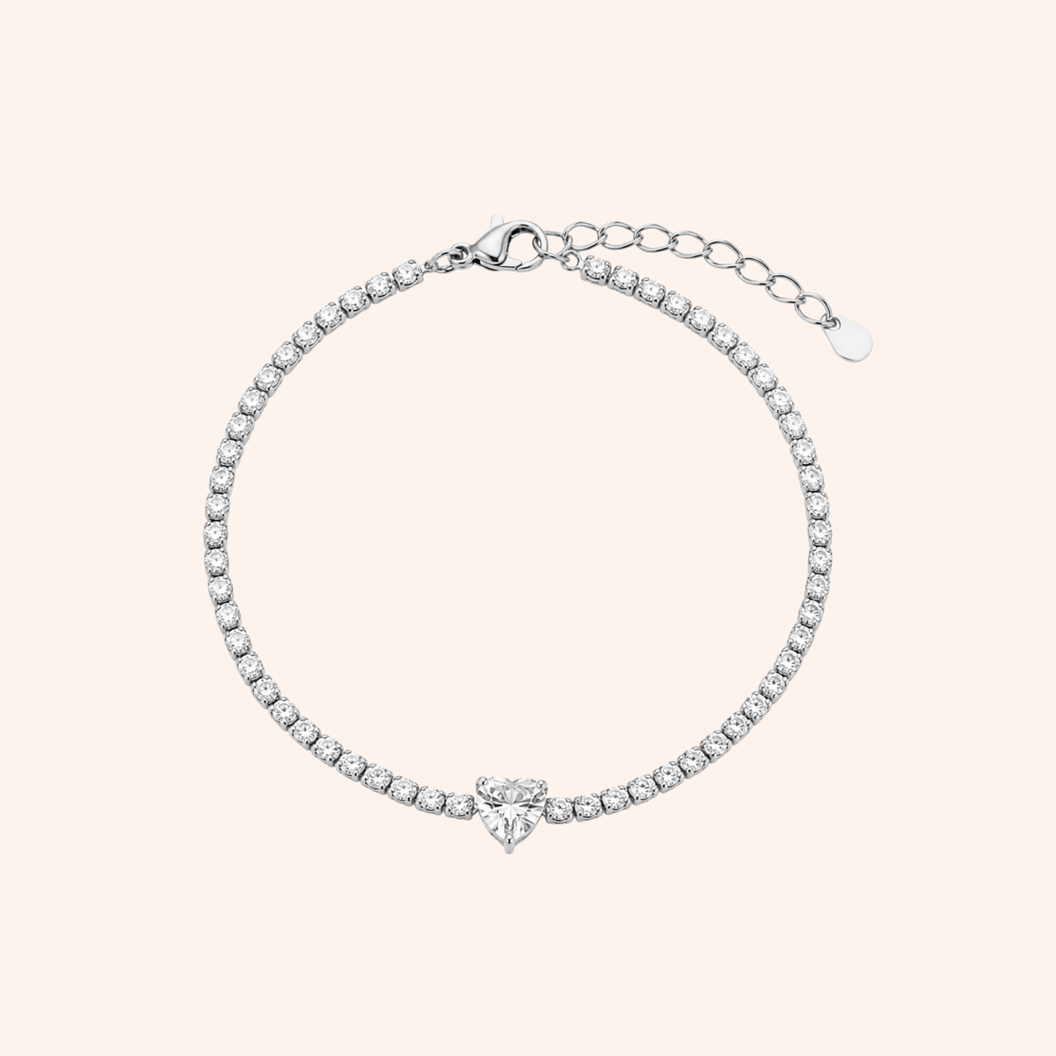 Pulsera de tenis con forma de corazón mini