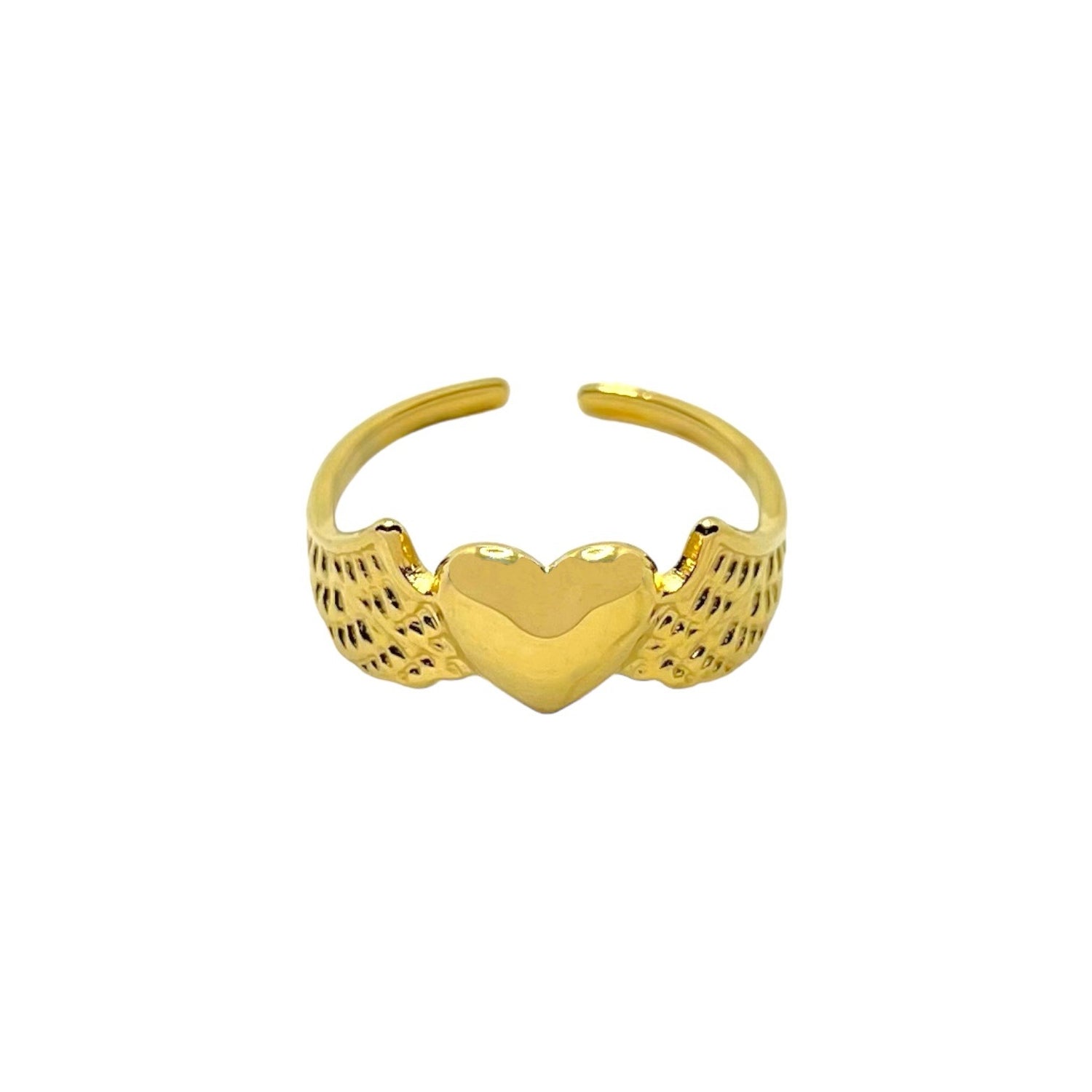 Anillo de corazón alado