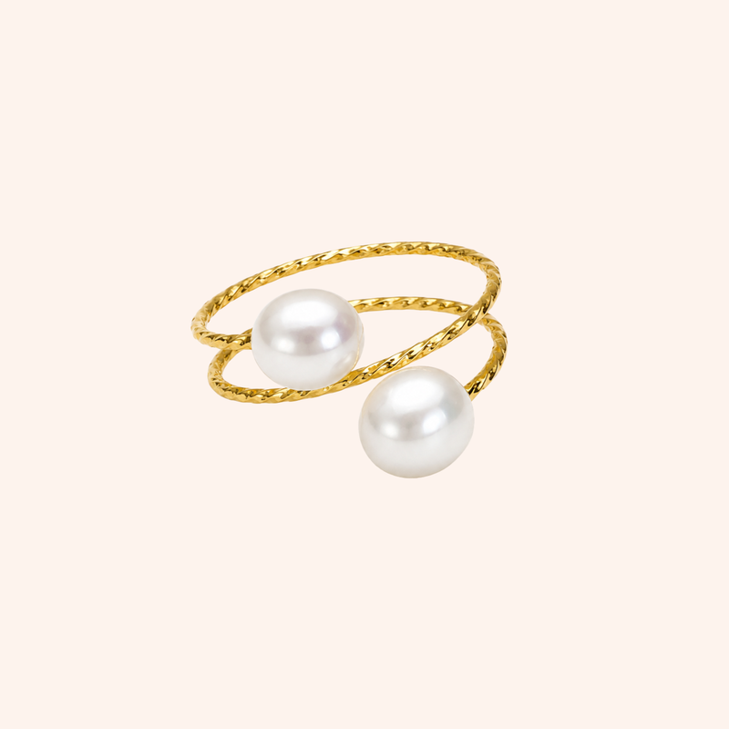 Anello Pearl Twist in oro