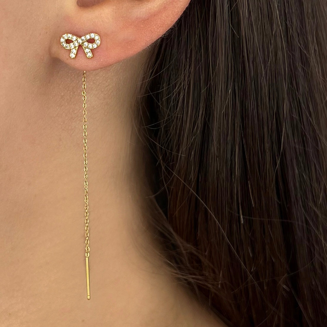 Orecchini Filo fiocchetto pavè (Novità)