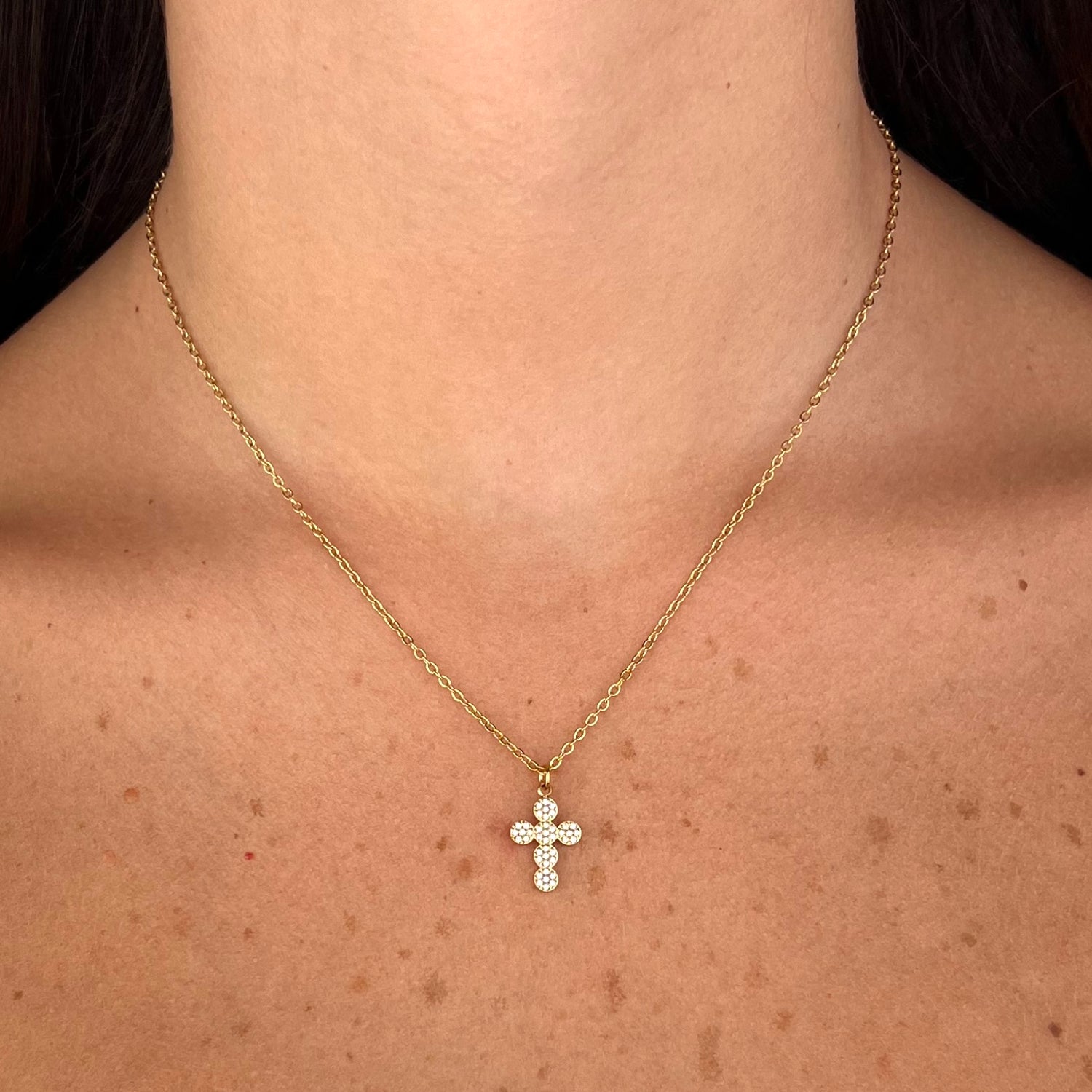 Collana Croce mini zirconata (Novità)
