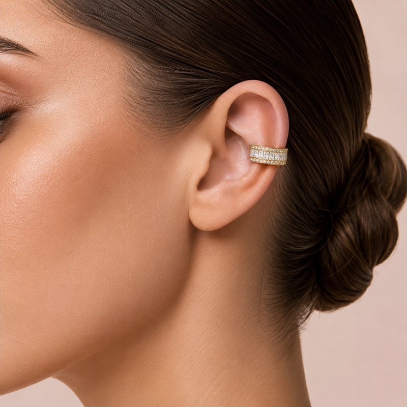 Earcuff Veretta Crystal in acciaio - vista laterale
