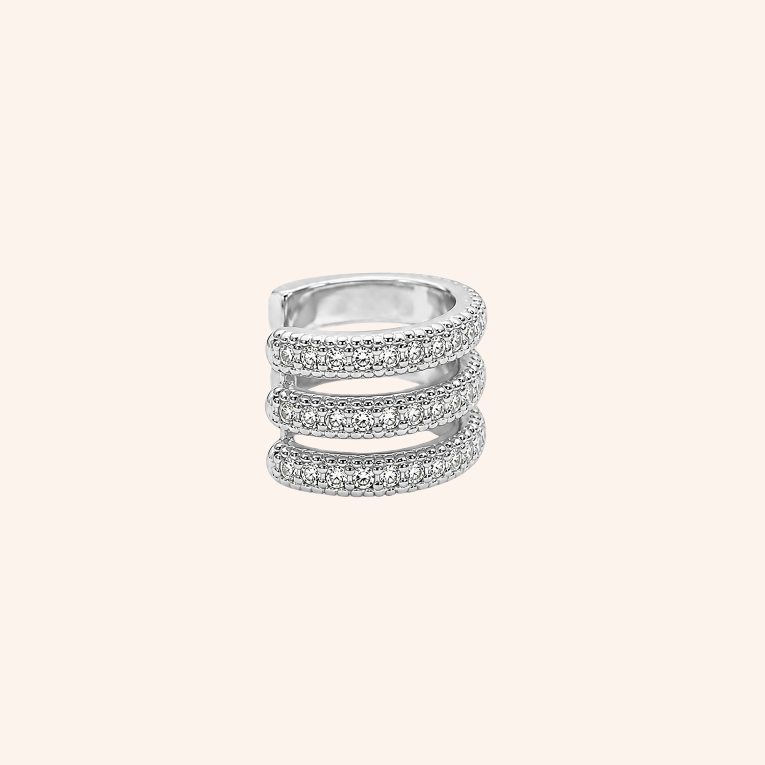 Earcuff Tripla Fascia Pavè in argento - dettaglio
