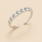Anello Brillant argento - packshot frontale doppia fascia marquise zirconi bianchi placcato argento