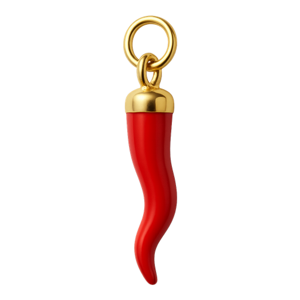 Ciondolo Cornicello Smaltato Rosso