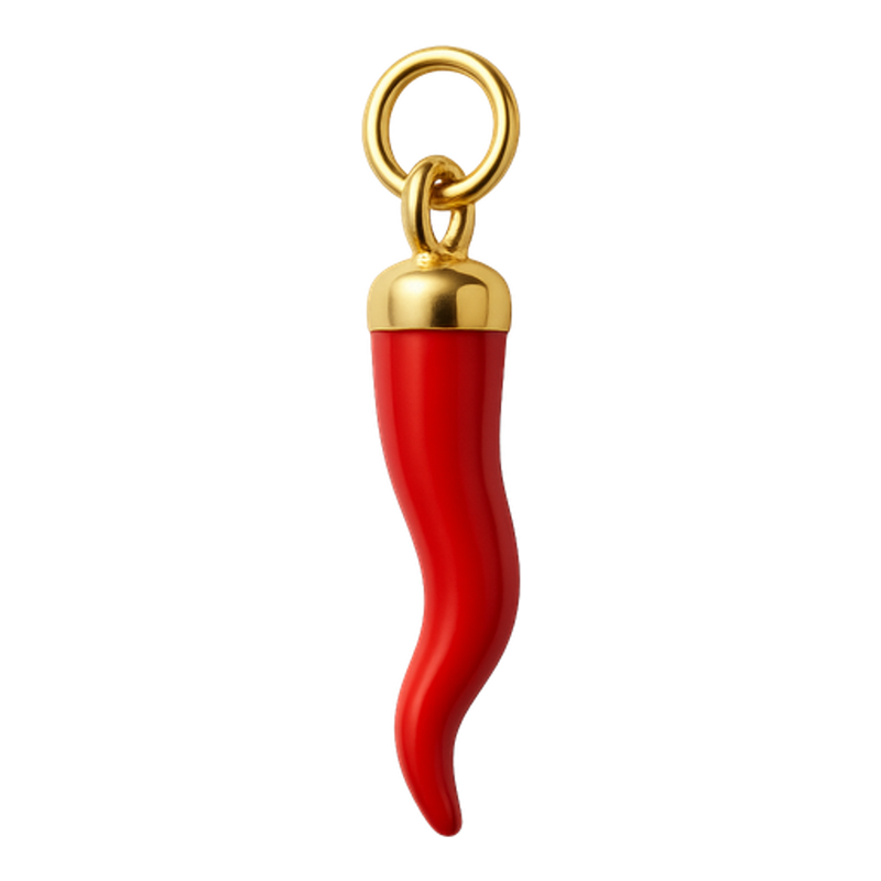 Ciondolo Cornicello Smaltato Rosso