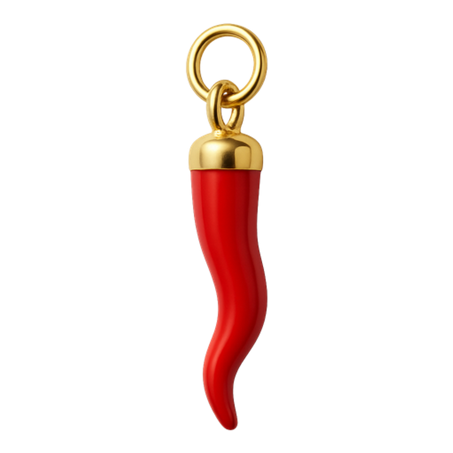 Ciondolo Cornicello Smaltato Rosso