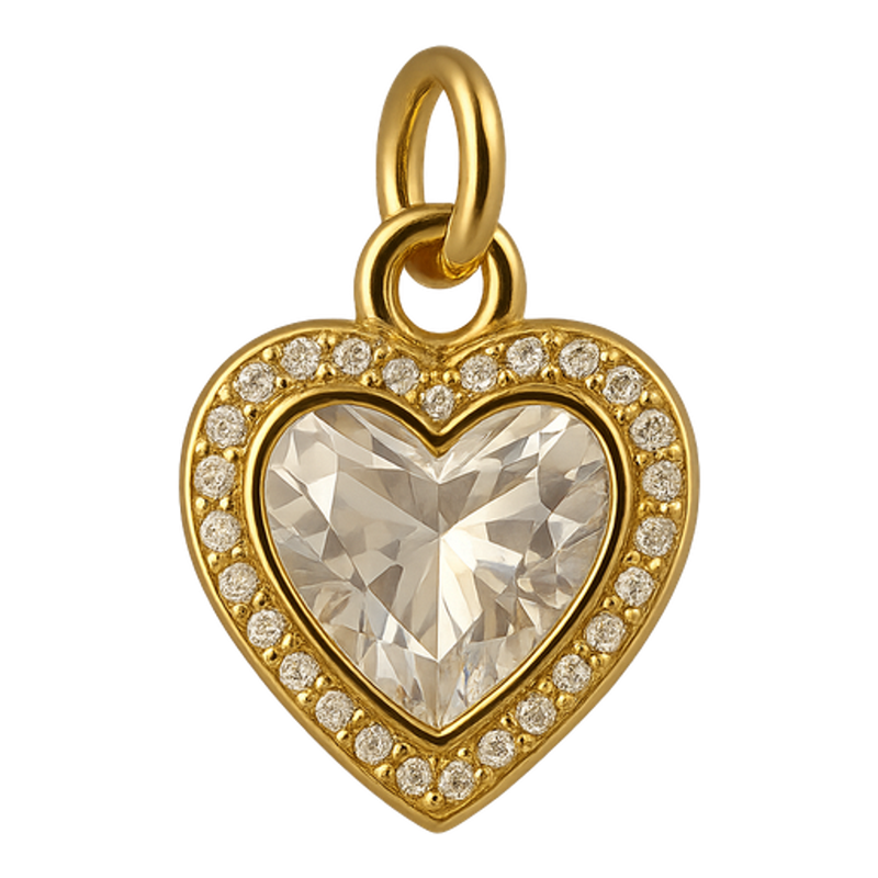 Ciondolo Cuore Pavè Pietra Bianca