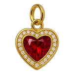 Ciondolo Cuore Pavè Pietra Rossa