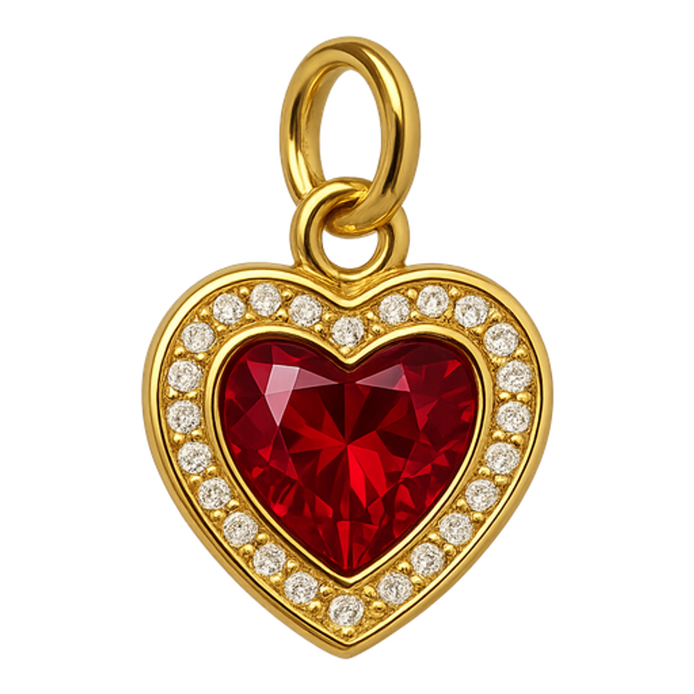 Ciondolo Cuore Pavè Pietra Rossa
