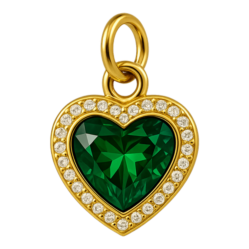 Ciondolo Cuore Pavè Pietra Verde