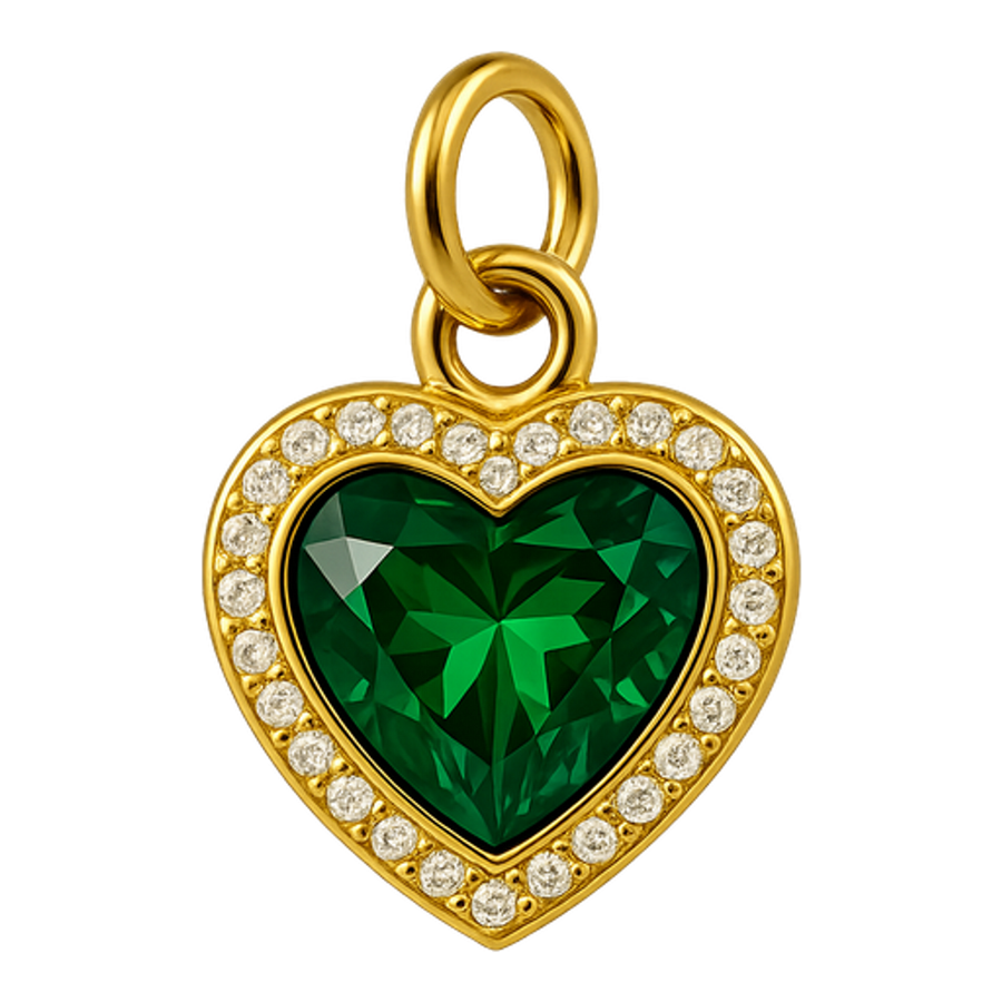 Ciondolo Cuore Pavè Pietra Verde