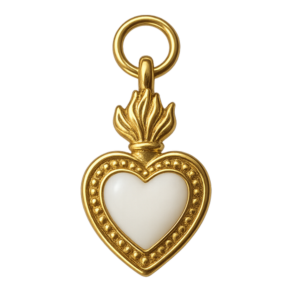Ciondolo Cuore Sacro Grande Bianco