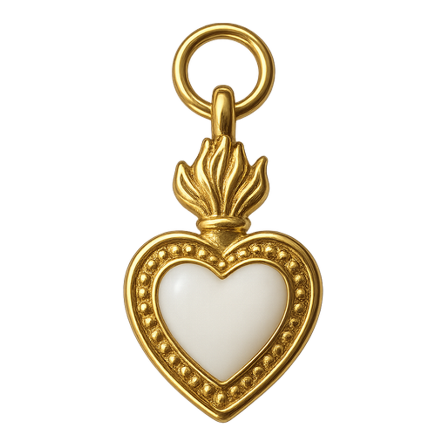 Ciondolo Cuore Sacro Grande Bianco