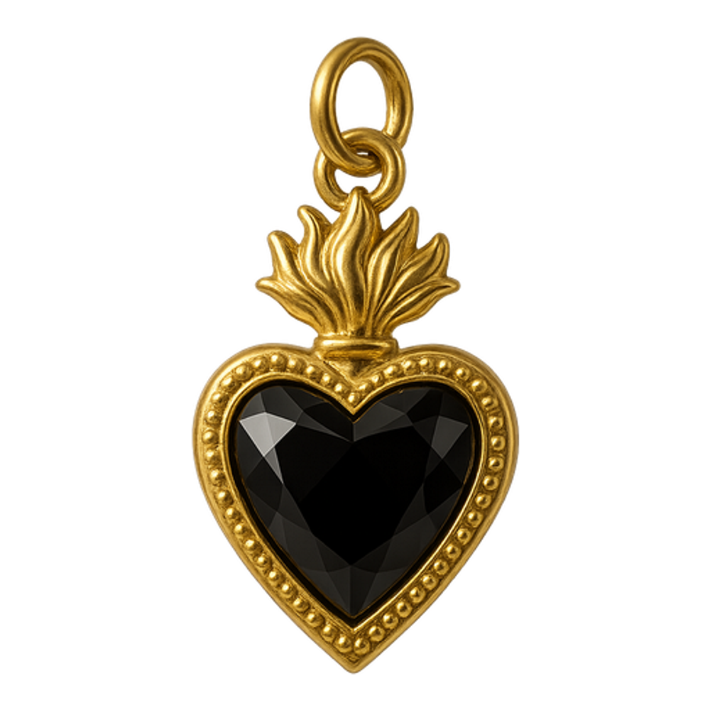 Ciondolo Cuore Sacro Grande Nero