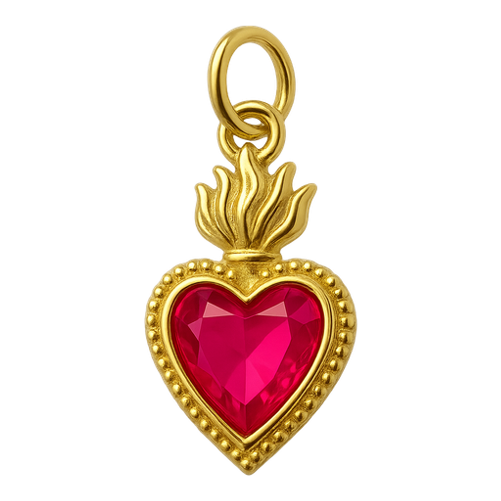Ciondolo Cuore Sacro Grande Rosa