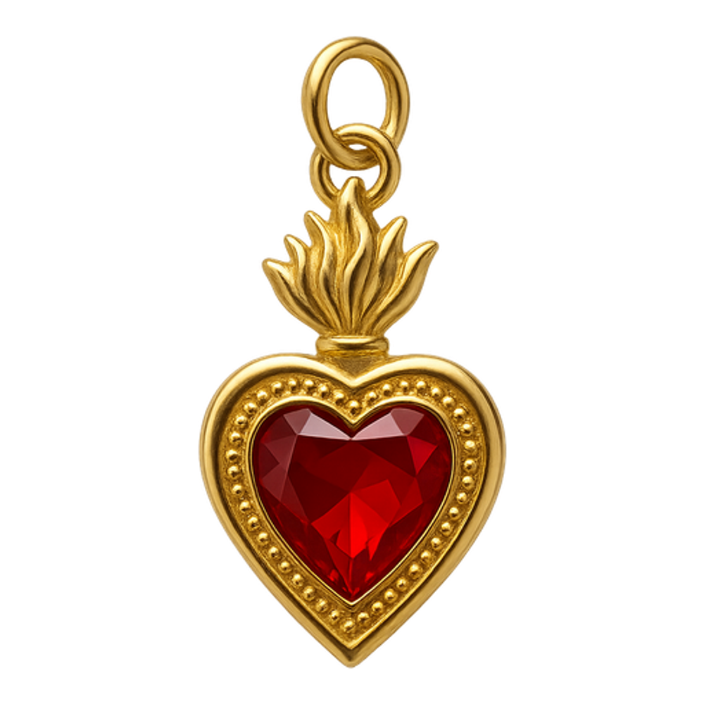 Ciondolo Cuore Sacro Grande Rosso