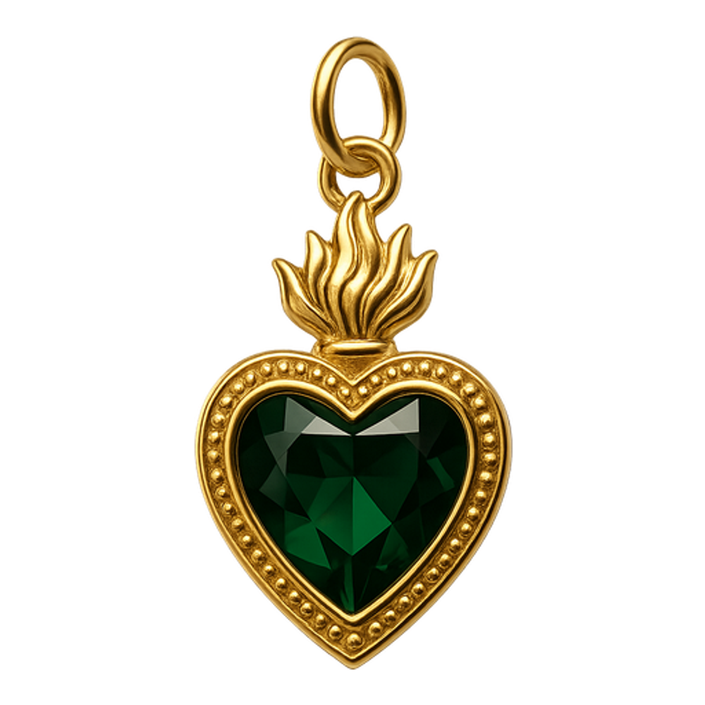 Ciondolo Cuore Sacro Grande Verde