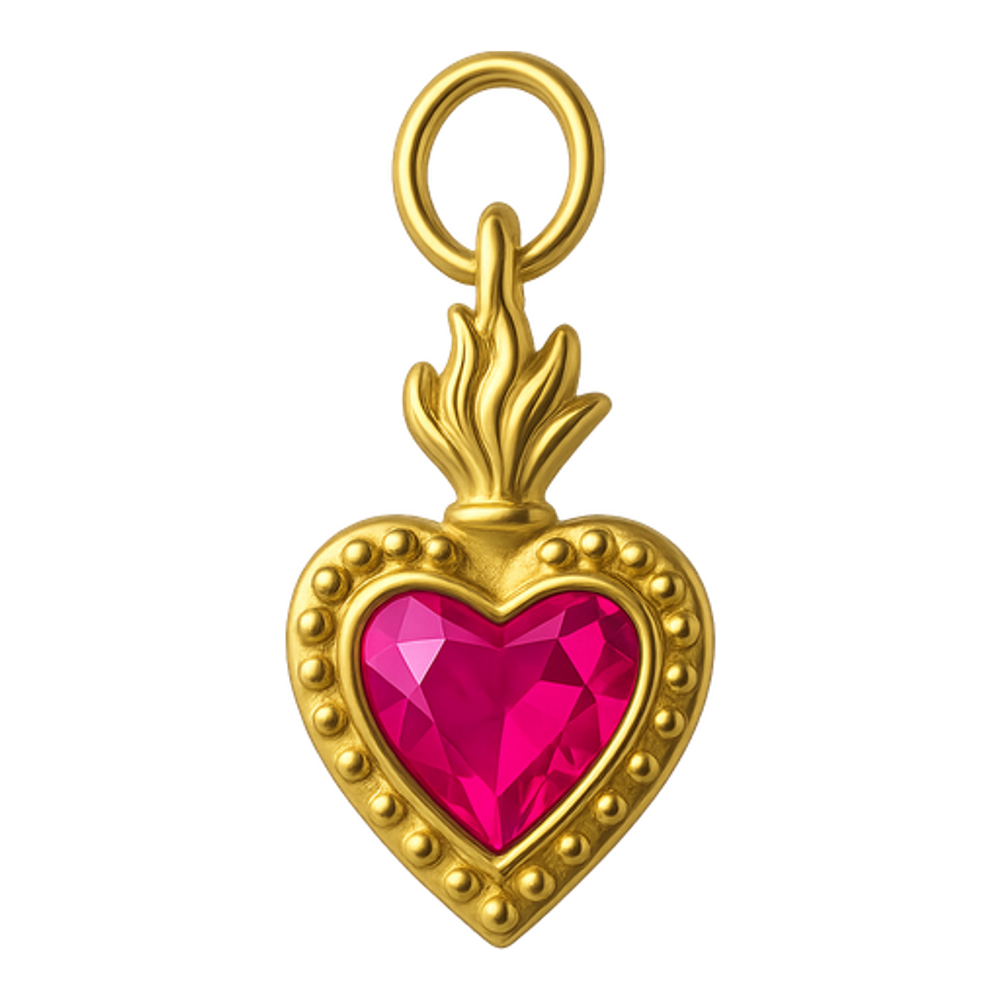 Ciondolo Cuore Sacro Piccolo Rosa Fucsia