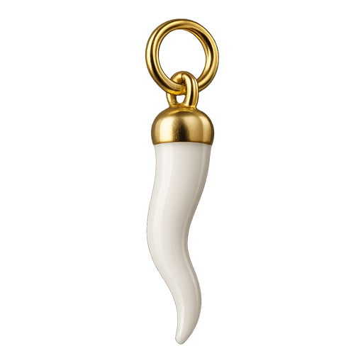 Ciondolo Cornicello Smaltato Bianco