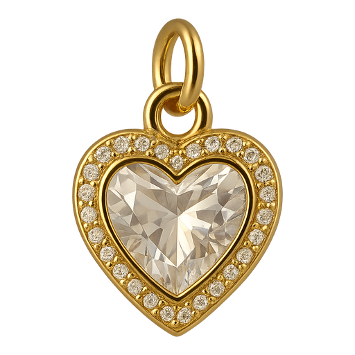 Ciondolo Cuore Pavè Pietra Bianca