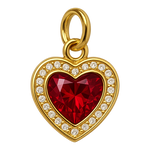 Ciondolo Cuore Pavè Pietra Rossa