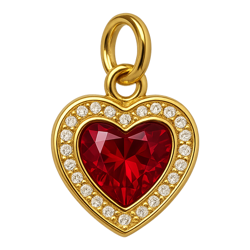 Ciondolo Cuore Pavè Pietra Rossa