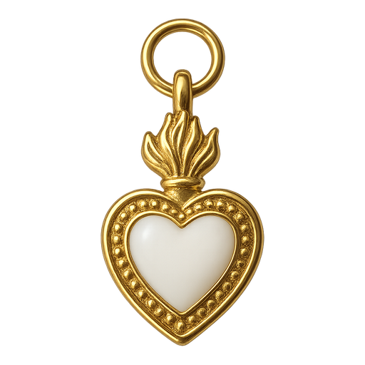 Ciondolo Cuore Sacro Grande Bianco