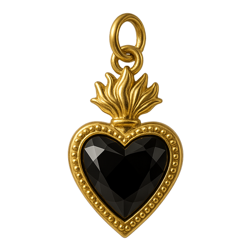 Ciondolo Cuore Sacro Grande Nero