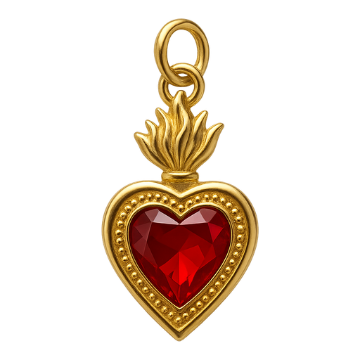 Ciondolo Cuore Sacro Grande Rosso