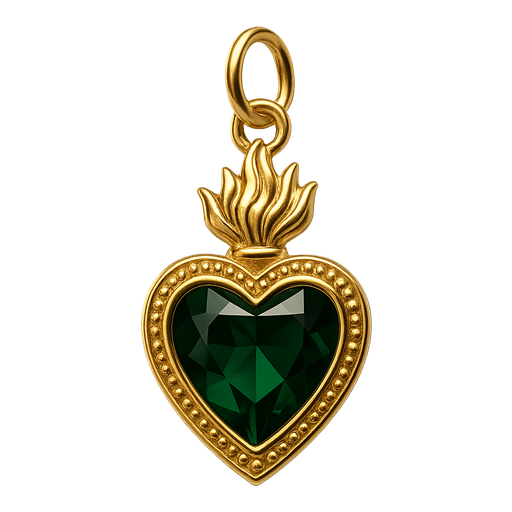 Ciondolo Cuore Sacro Grande Verde