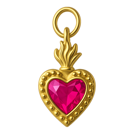 Ciondolo Cuore Sacro Piccolo Rosa Fucsia