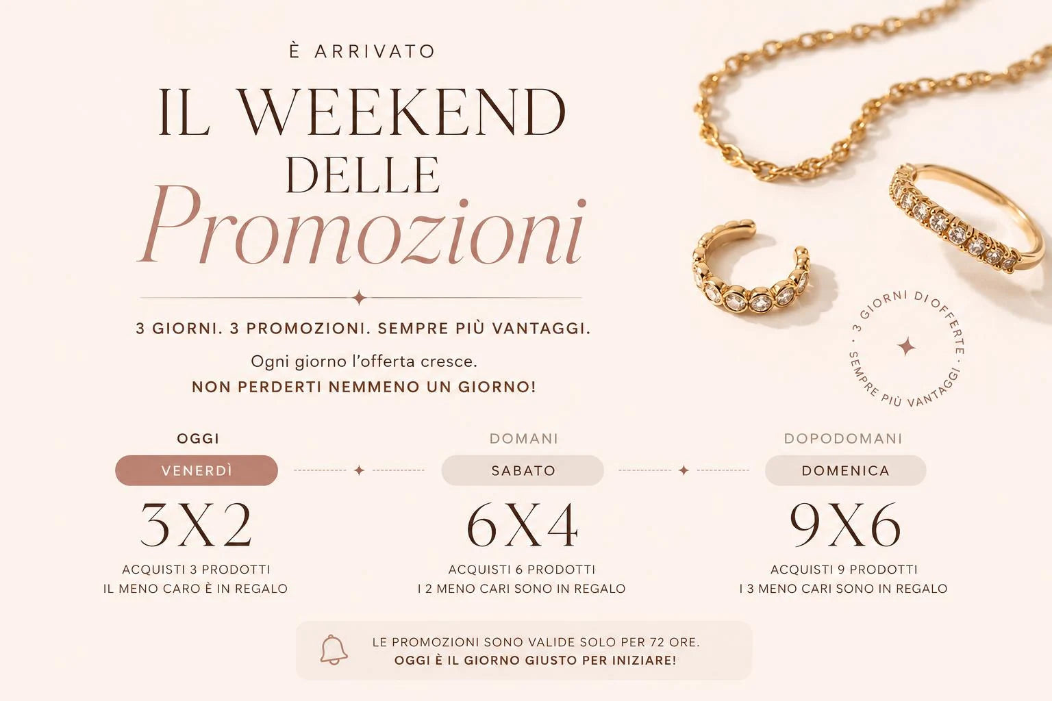 Weekend Rainbow: tre giorni di promozioni — venerdì 3X2, sabato 6X4, domenica 9X6