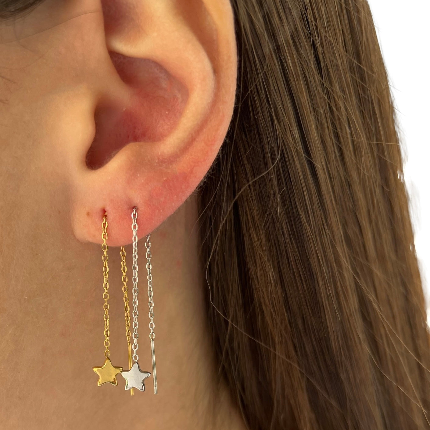 Pendientes de hilo simple con forma de estrella