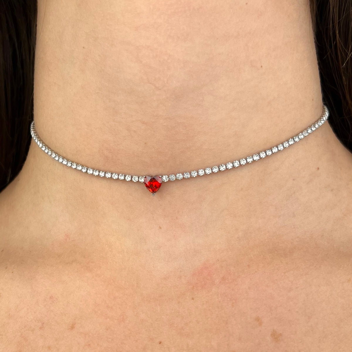 Collana Tennis Mini Heart - dettaglio