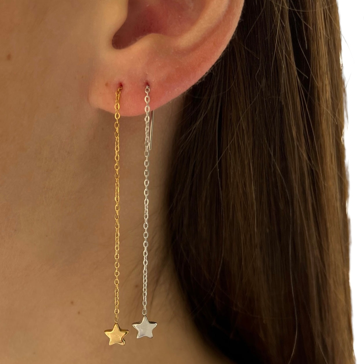 Pendientes de hilo simple con forma de estrella