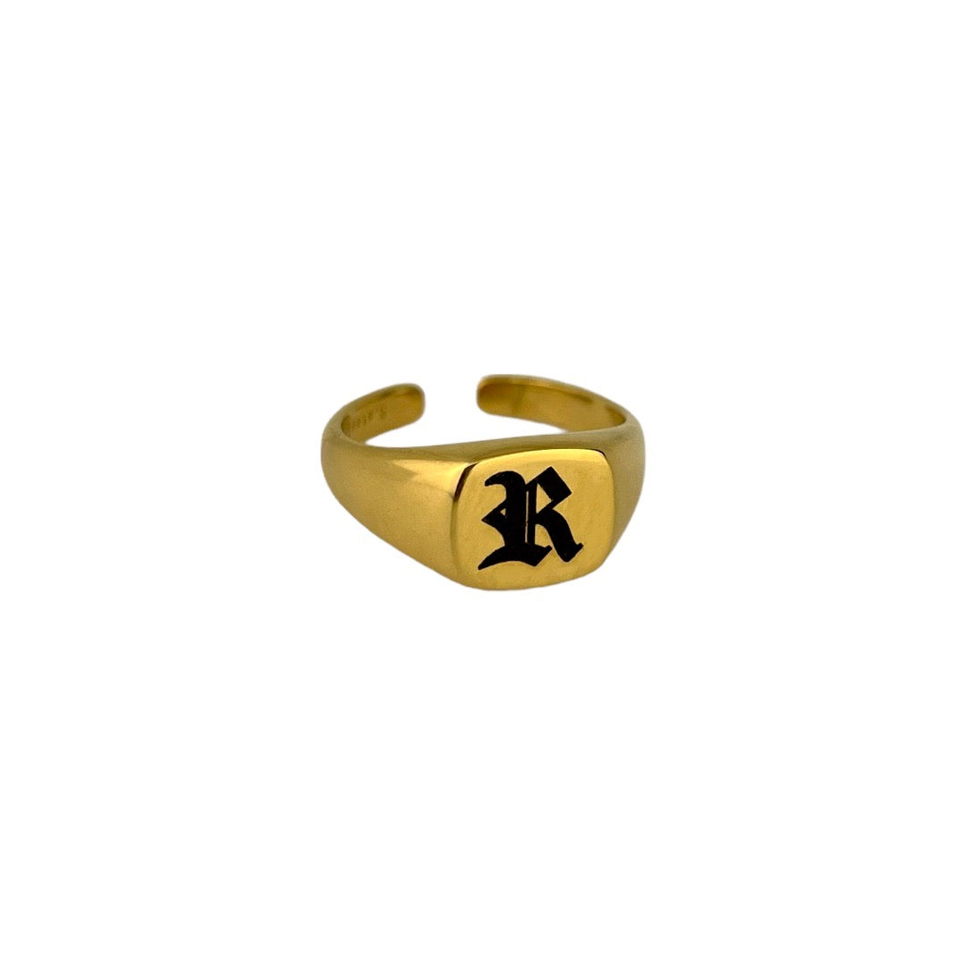 Anello Simple Square Con Incisione - vista frontale